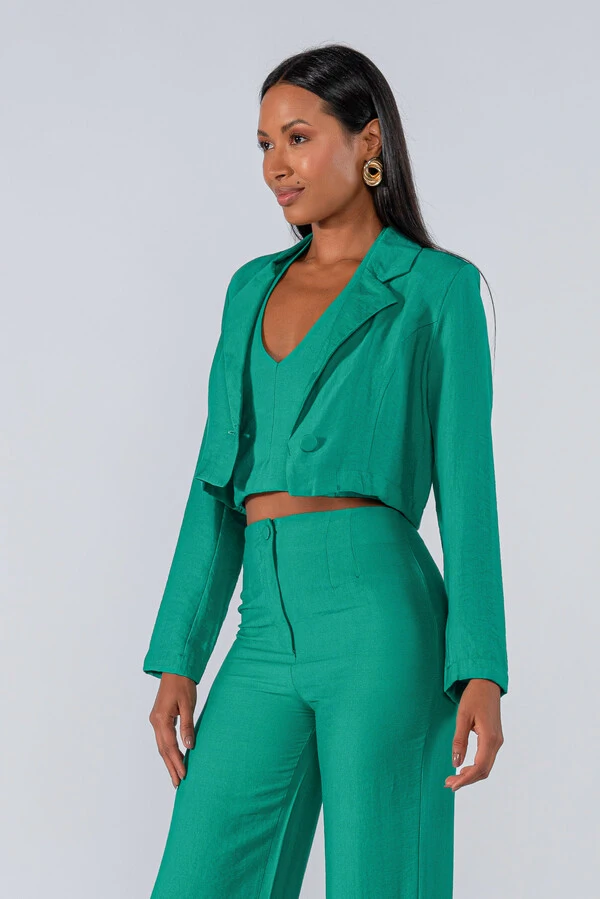 Blazer curto viscose um botao
