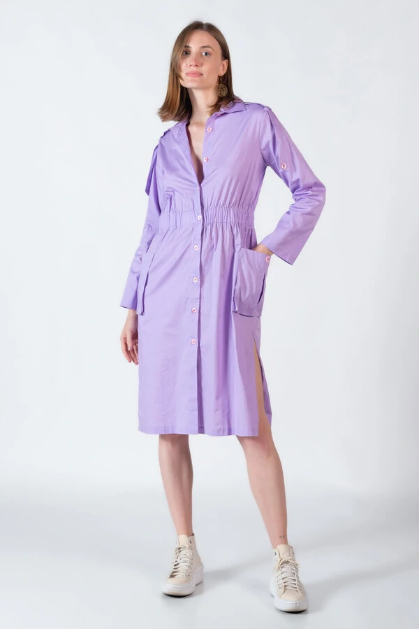 Vestido em algodao com bolsos