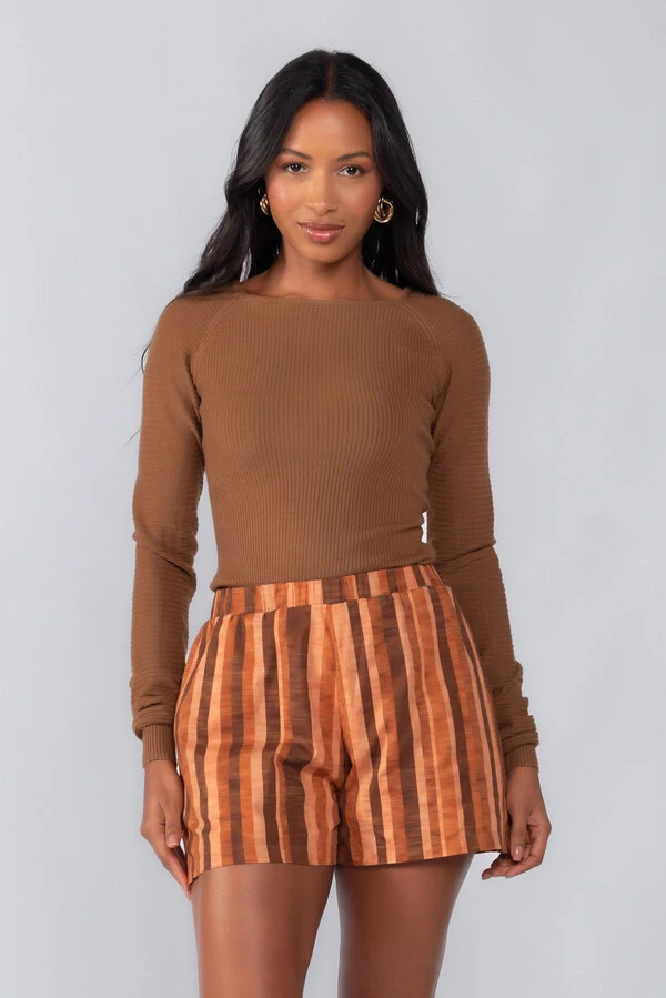 Blusa canelada decote quadrado