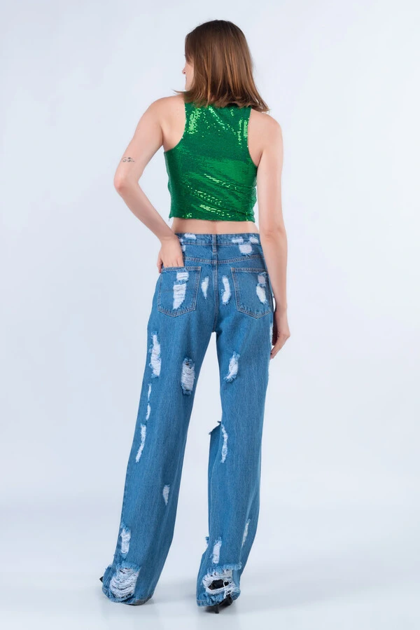 Cropped ilhos com ziper