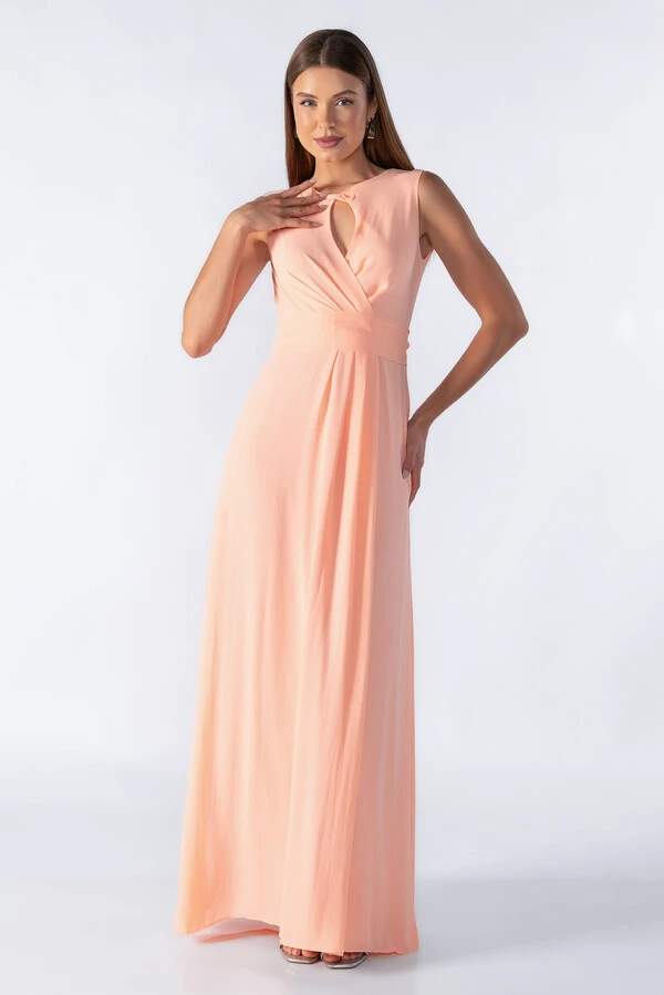 Vestido longo decote transpassado