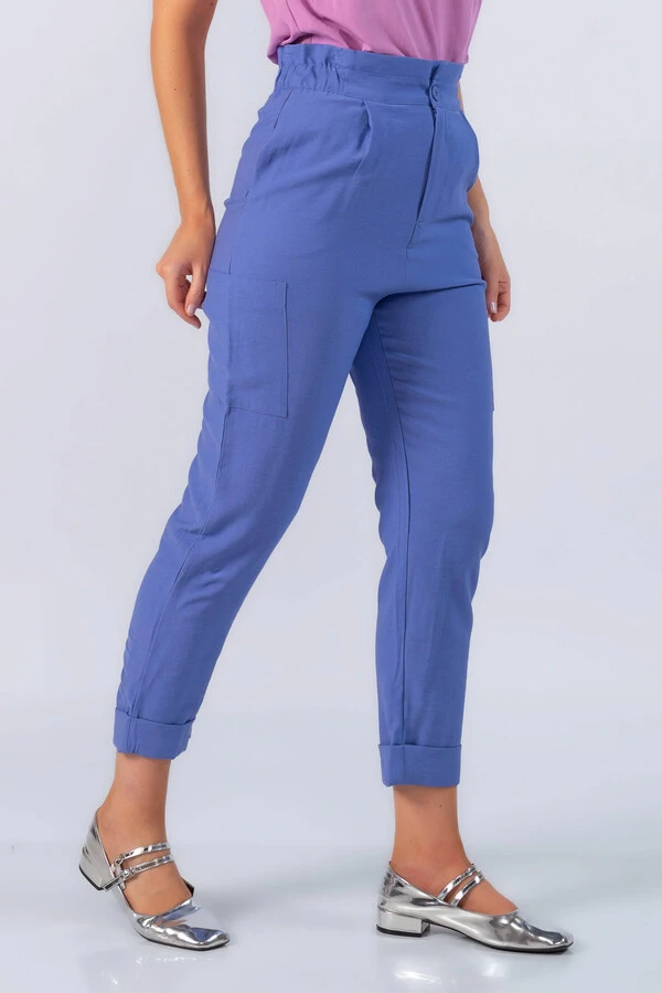 Calca jogger em viscose com bolsos