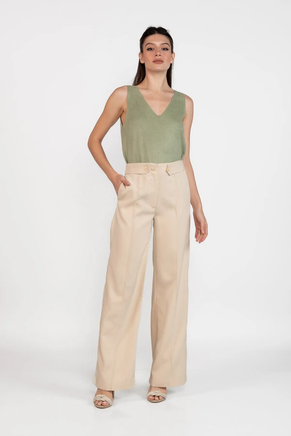 Calca pantalona alfaiataria lisa