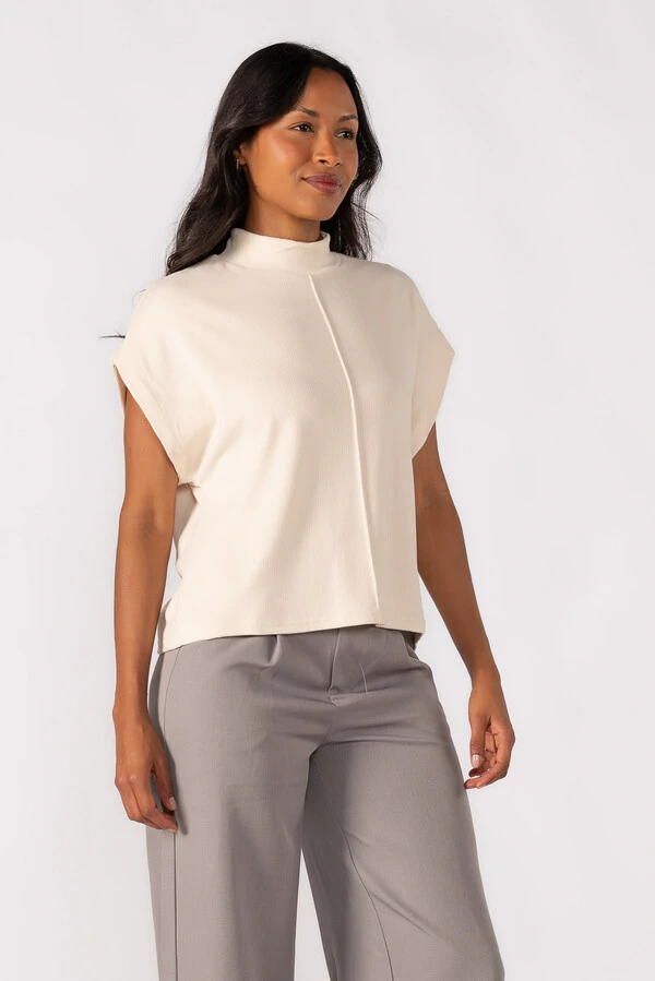Blusa gola alta canelada