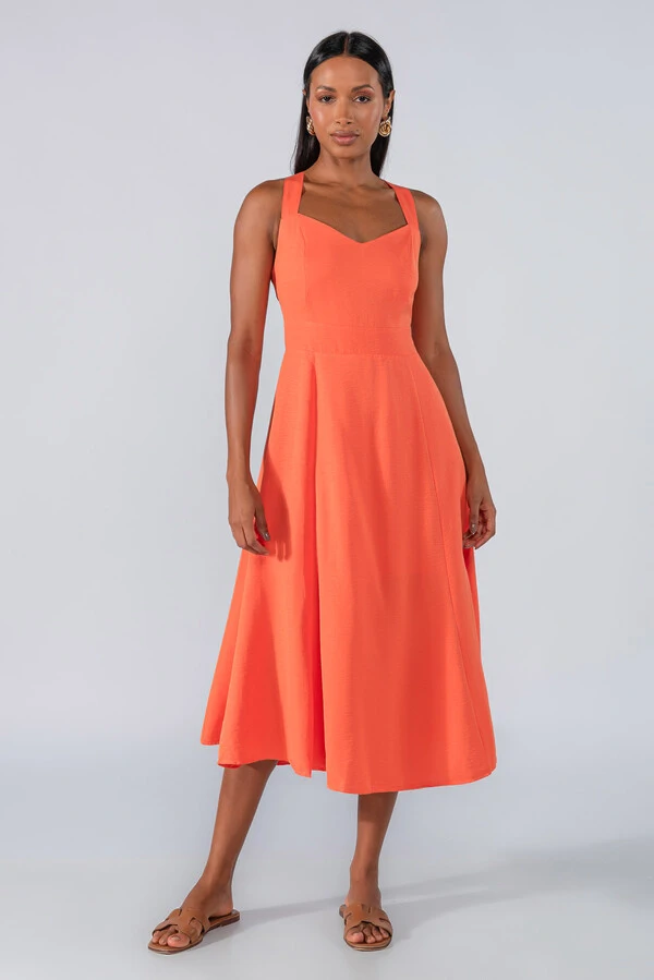 Vestido midi alcas cruzadas