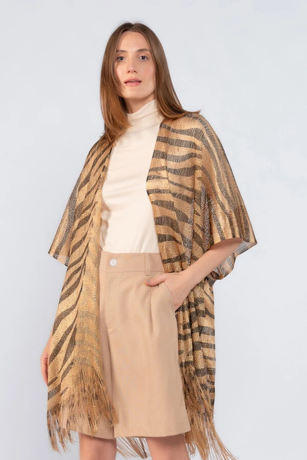 Kimono animal print em lurex