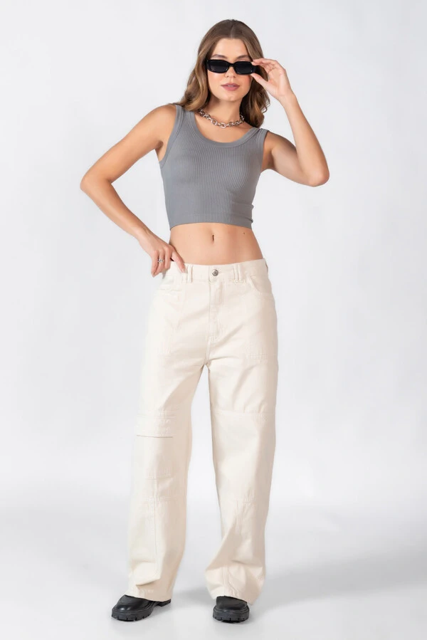 Cropped canelado regata