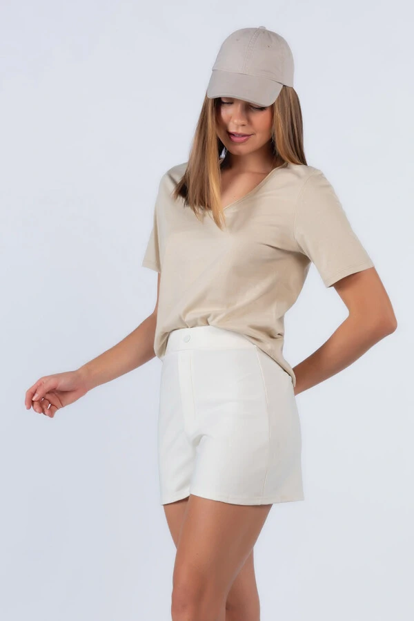 Shorts liso cintura alta