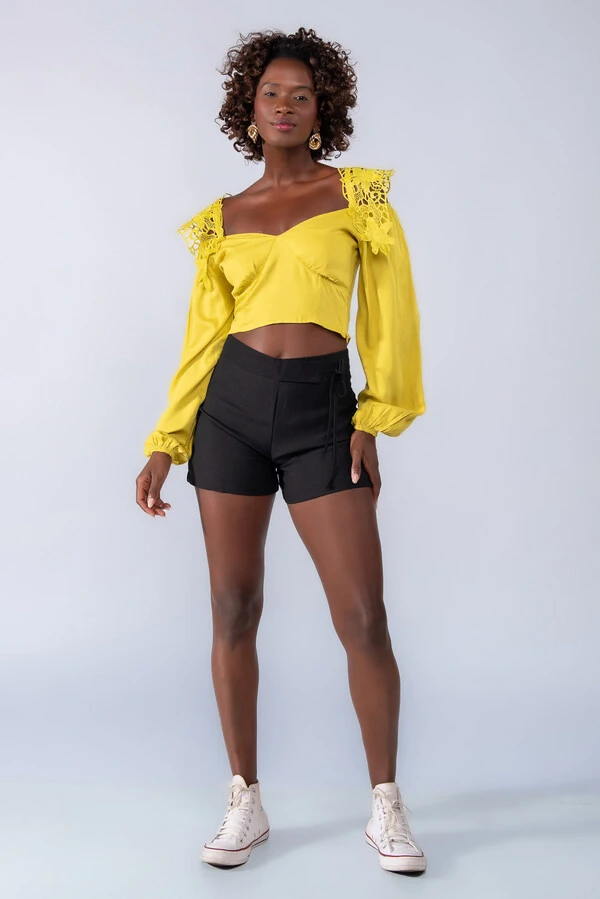 Cropped viscose detalhe guippir