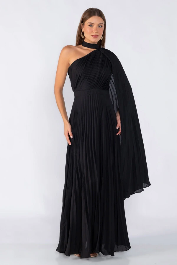 Vestido crepe plissado
