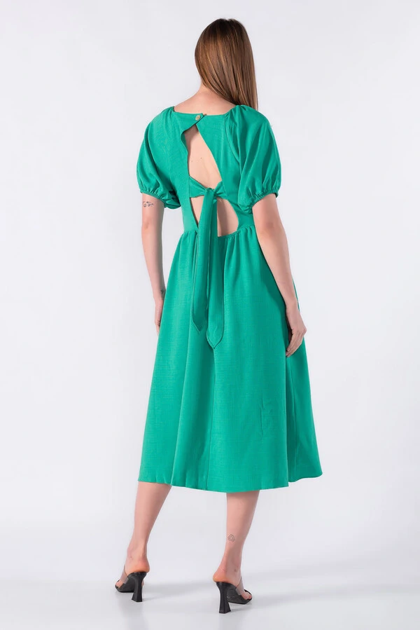 Vestido midi manga bufante