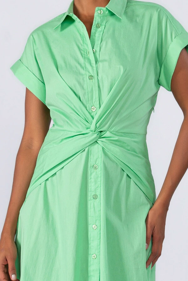 Vestido midi algodao detalhe na cintura