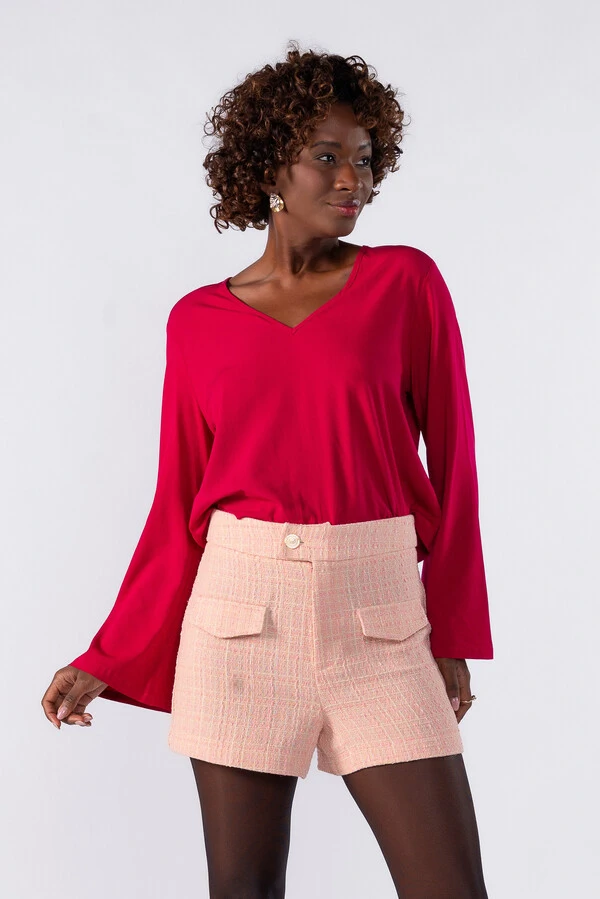 Shorts tweed bolso frontal