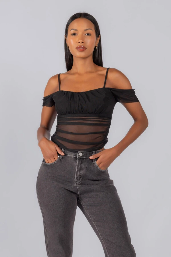Blusa tule vazada nas costas