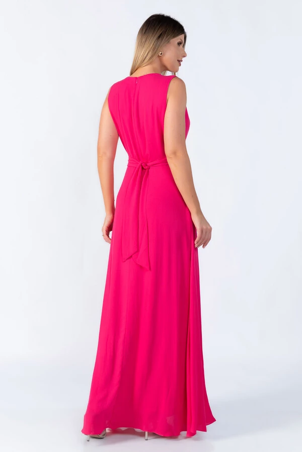 Vestido longo decote transpassado
