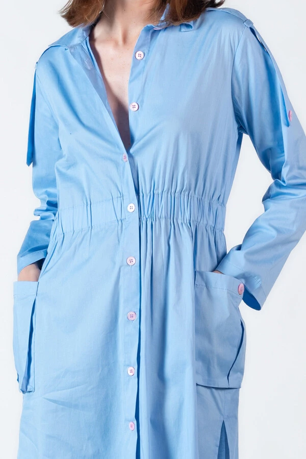 Vestido em algodao com bolsos