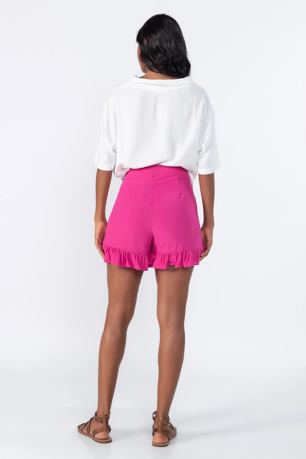 Shorts saia com babados e ziper