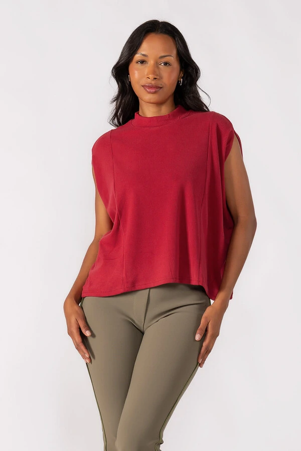 Blusa flanelada gola alta