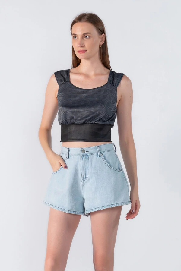 Cropped xadrez com alca