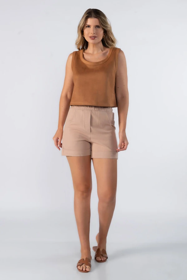 Blusa curta regata suede