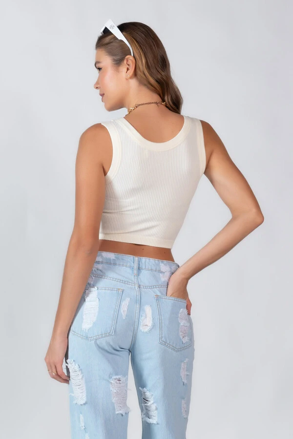 Cropped canelado regata