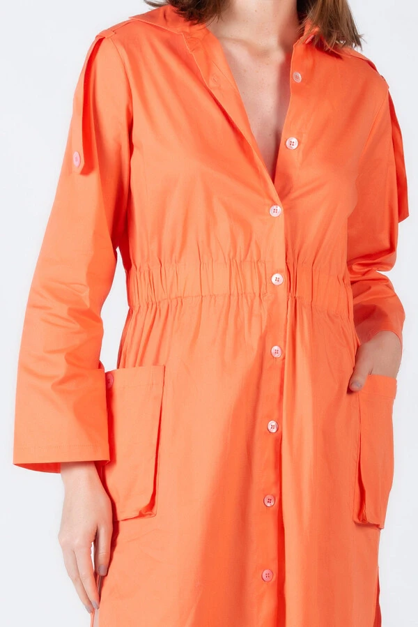 Vestido em algodao com bolsos