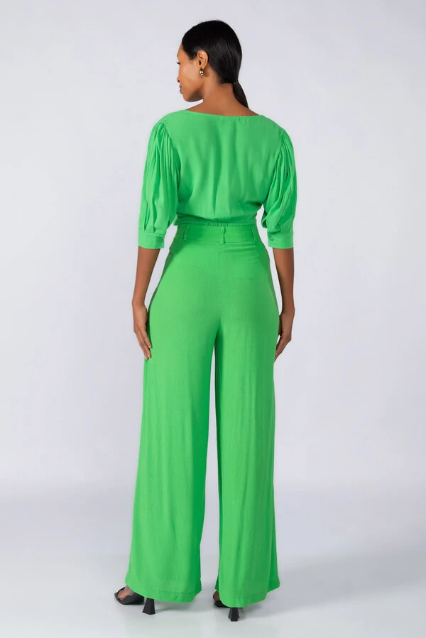 Calca pantalona em viscose basica