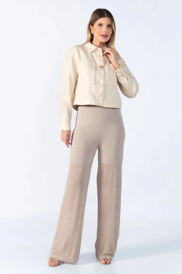 Calca pantalona fios de lurex