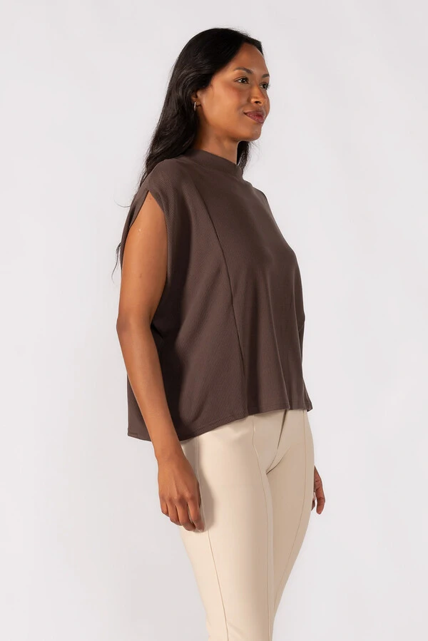 Blusa flanelada gola alta