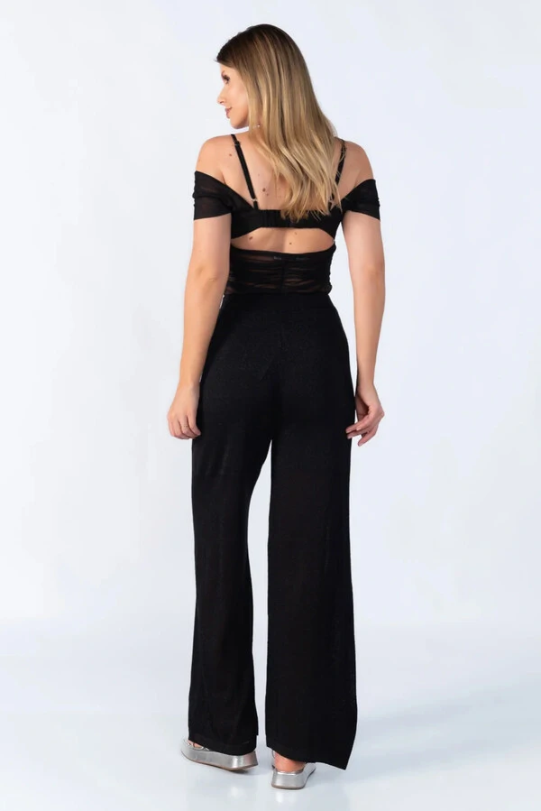 Calca pantalona fios de lurex