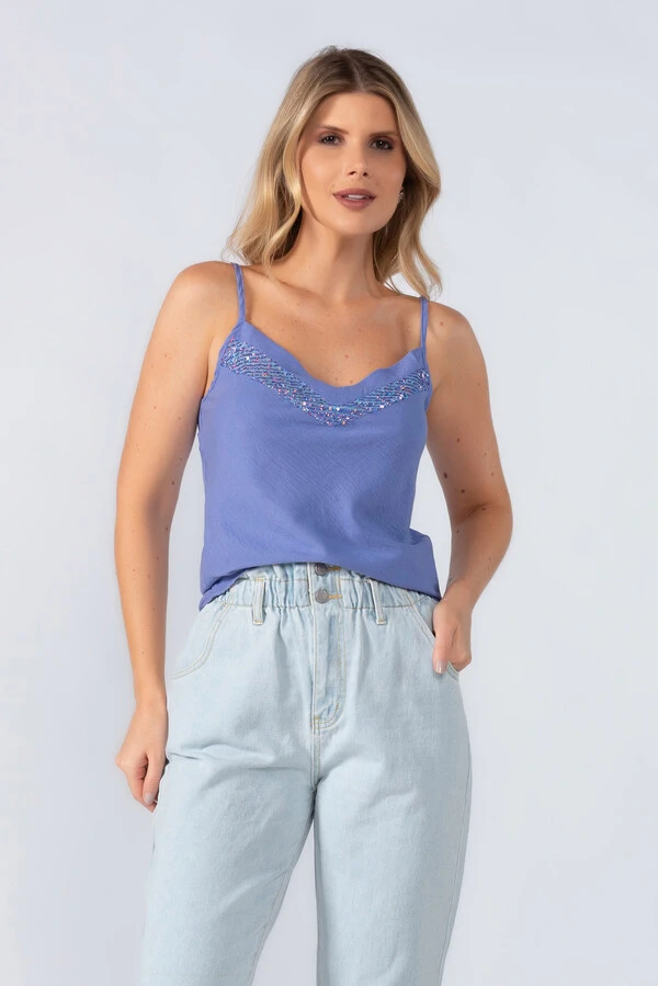 Blusa alca detalhe em paete