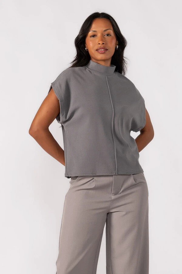 Blusa gola alta canelada