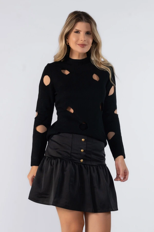 Blusa tricot vazada