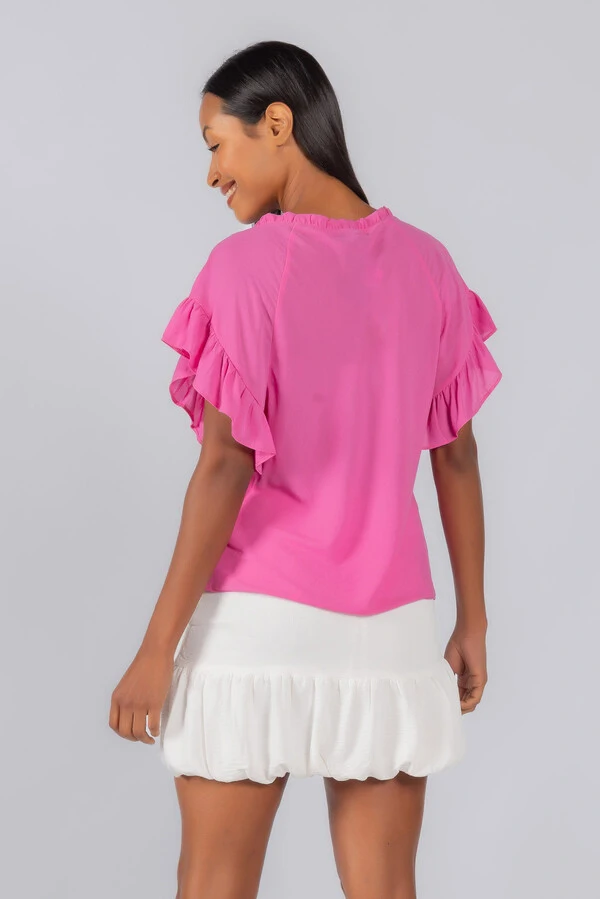 Blusa crepe detalhe em babados