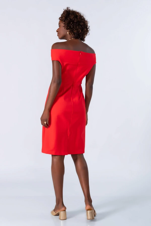 Vestido midi ombro a ombro