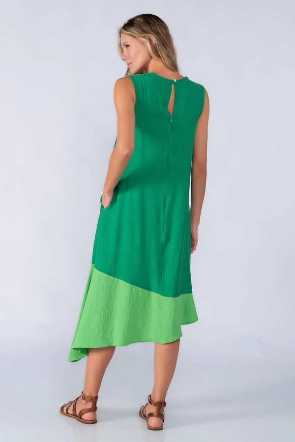 Vestido midi bicolor trapezio