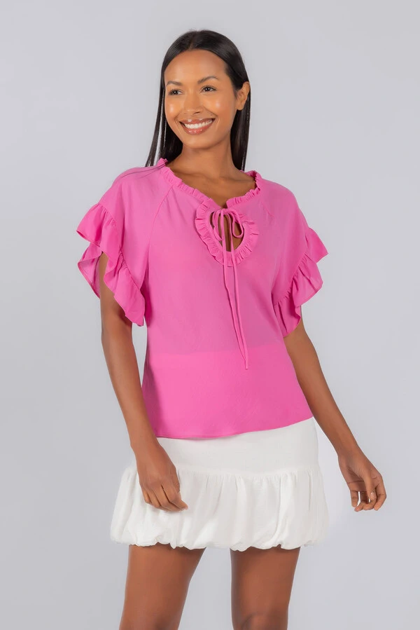 Blusa crepe detalhe em babados