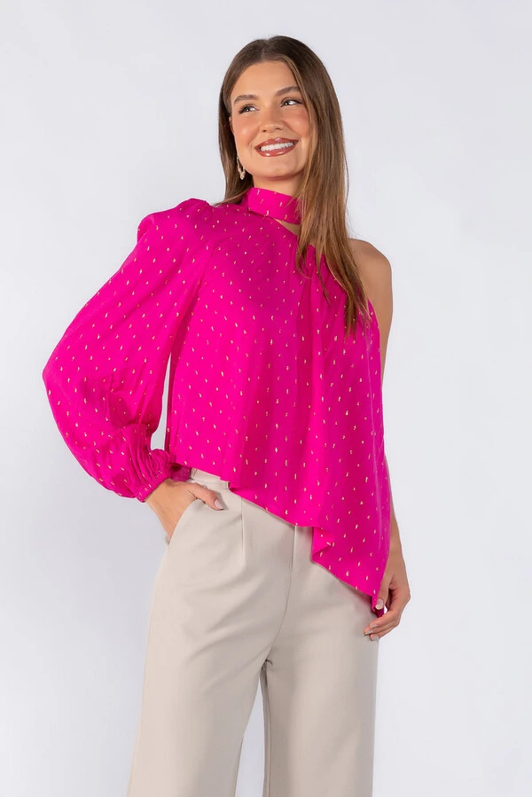 Blusa lurex uma manga