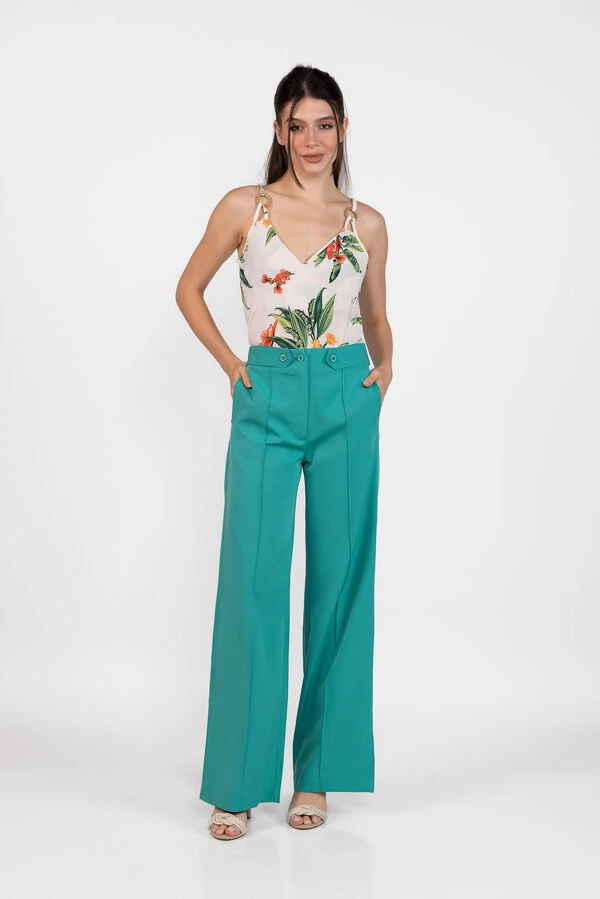 Calca pantalona alfaiataria lisa