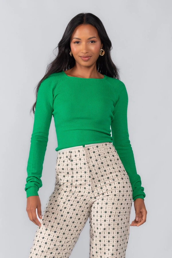 Blusa canelada decote quadrado