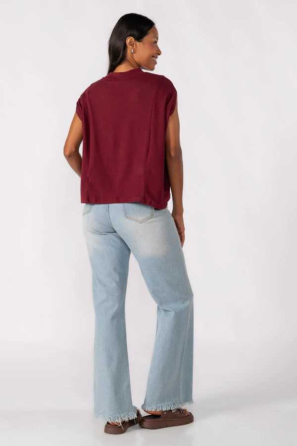 Blusa flanelada gola alta