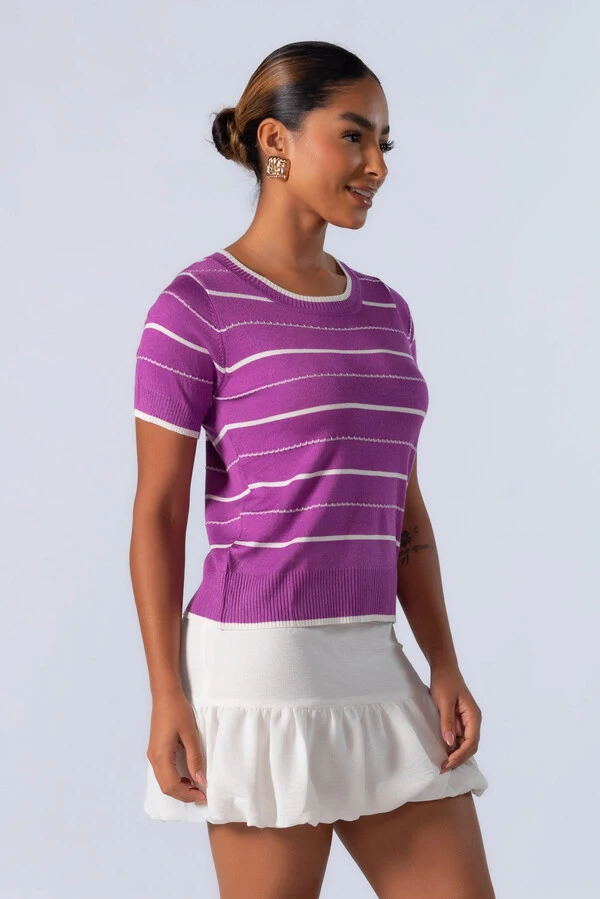 Blusa em viscose listrada