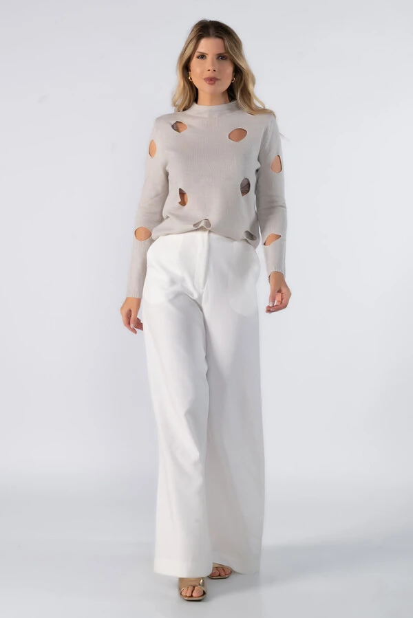 Blusa tricot vazada