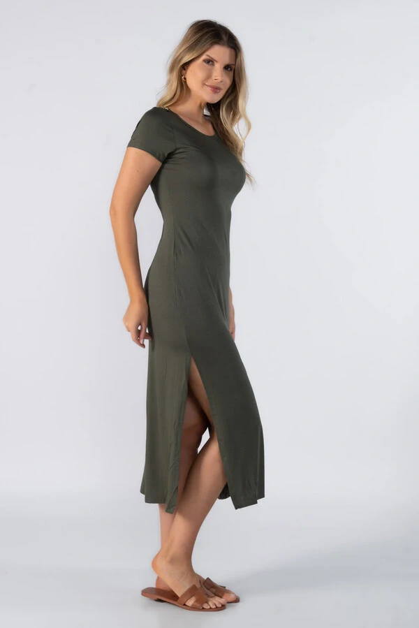 Vestido longo de malha fina