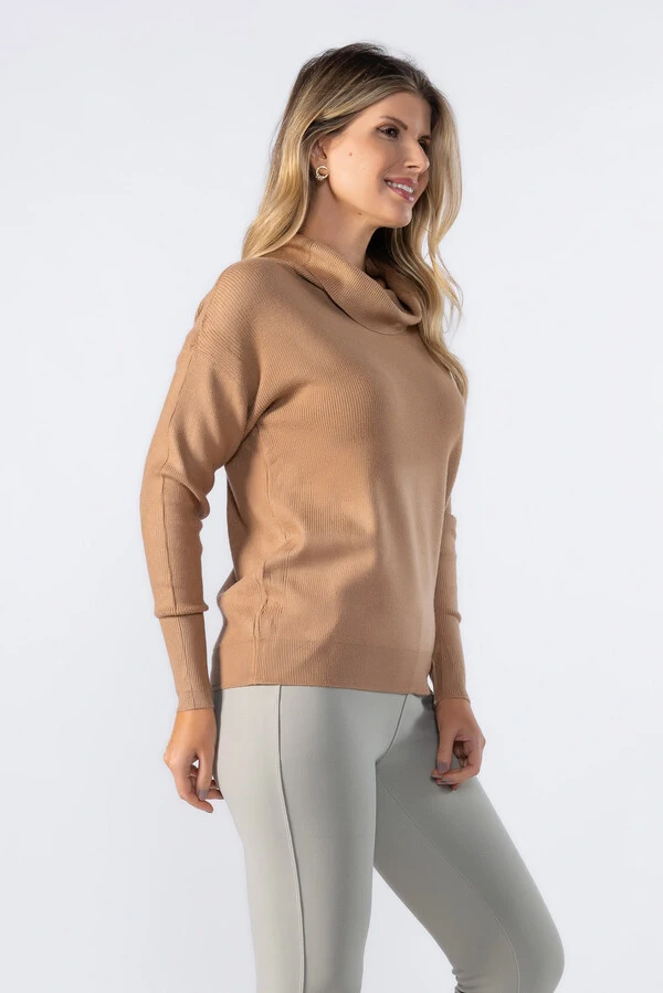 Blusa gola alta canelada