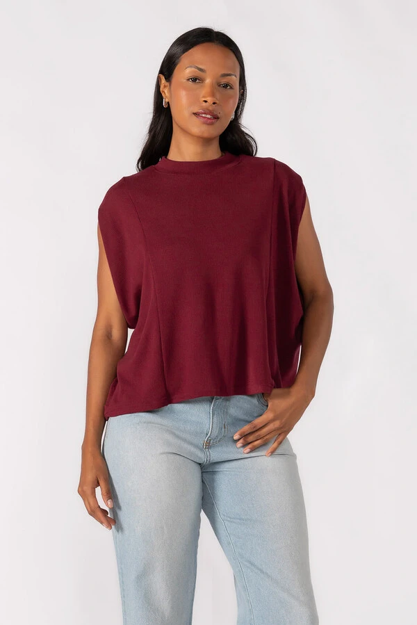 Blusa flanelada gola alta
