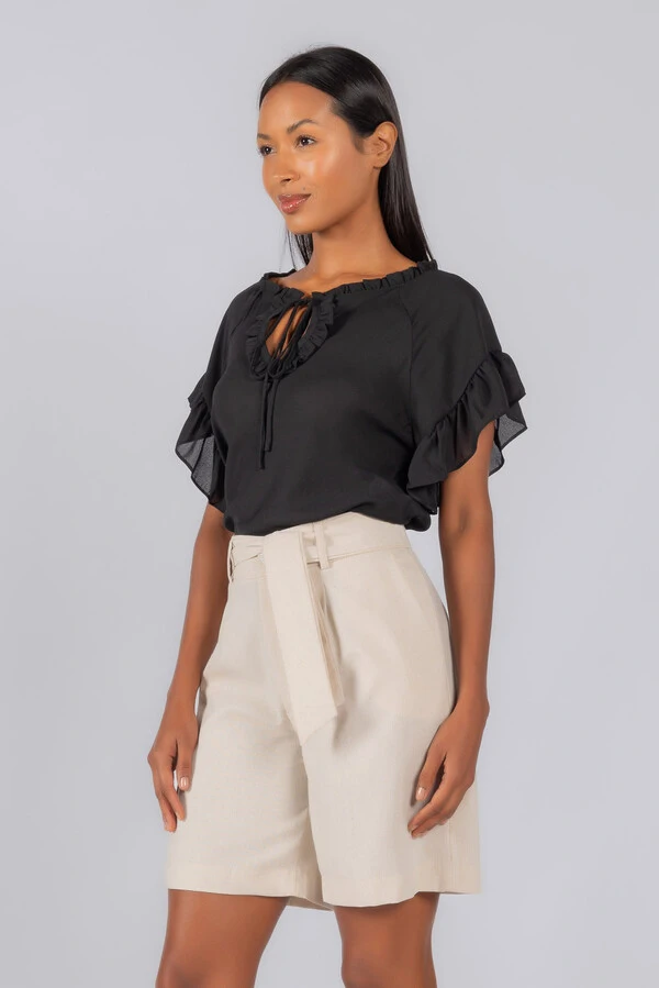 Blusa crepe detalhe em babados