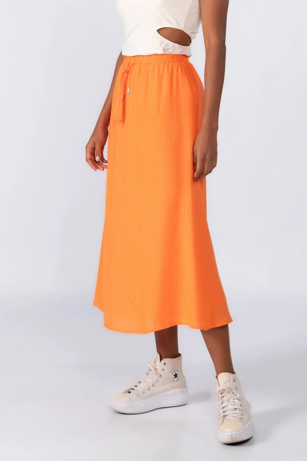 Saia midi em viscose elastico no cos