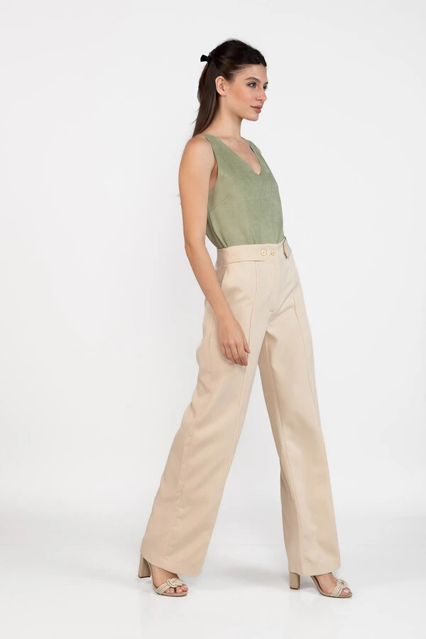 Calca pantalona alfaiataria lisa