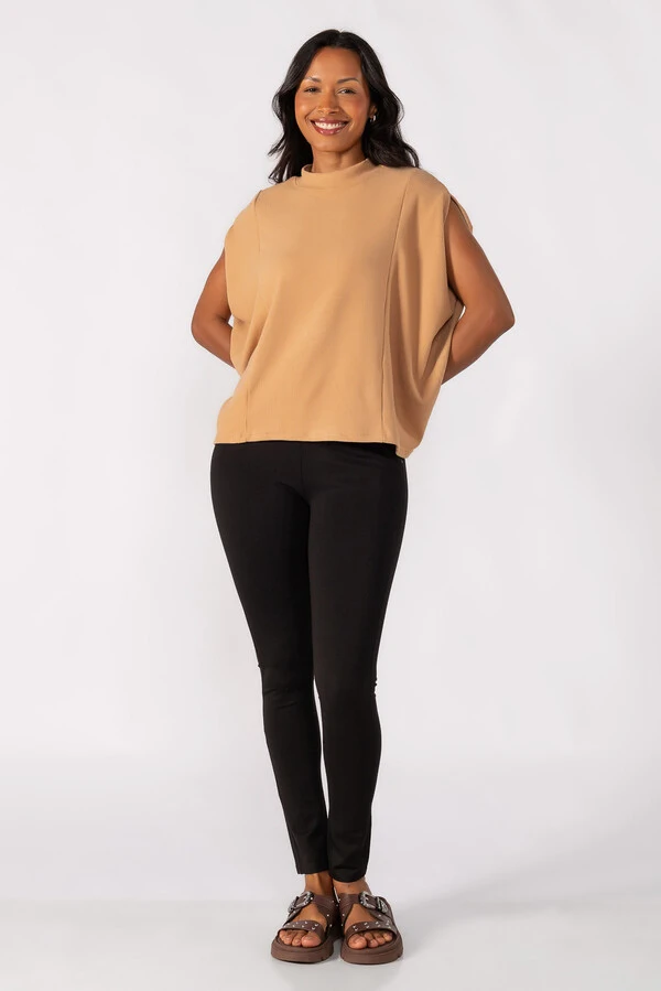 Blusa flanelada gola alta